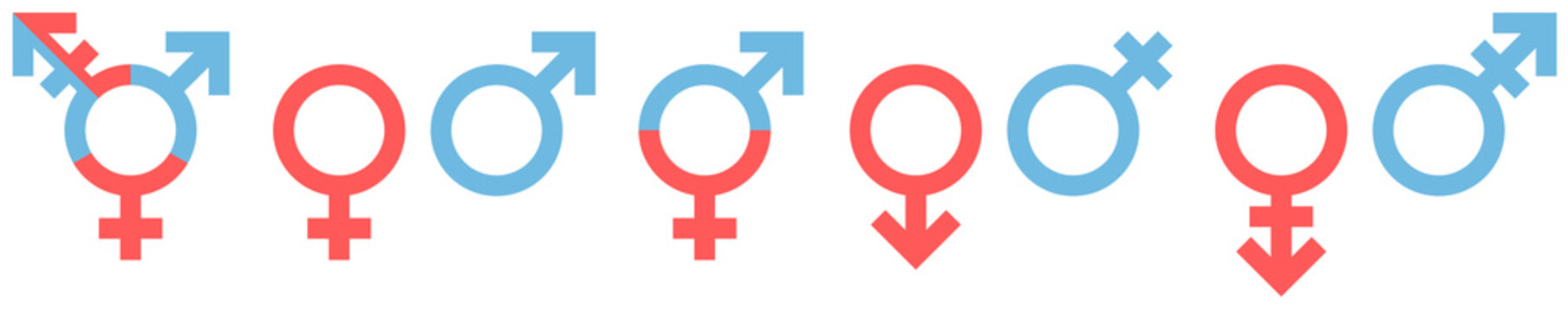 Symbole Gendern Rot Blau