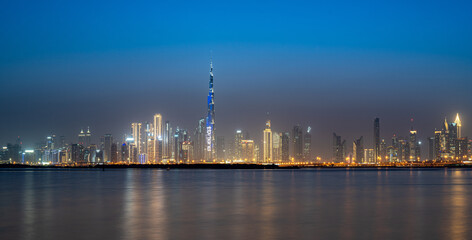 City skyline Dubai during blue hour, Dubai, United Arab Emirates
