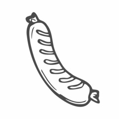 Hand drawn barbecue sausage illustration in vector. Doodle barbecue sausage icon in vector. Hand drawn roasted sausage illustration in vector. Doodle roasted sausage illustration