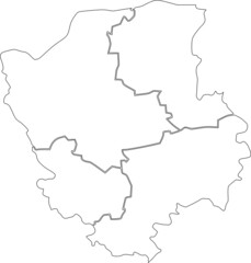 White flat blank vector map of raion areas of the Ukrainian administrative area of VOLYN OBLAST, UKRAINE with black border lines of its raions