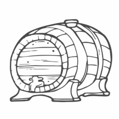 Vector Sketch Illustration - wooden wine barrel with faucet