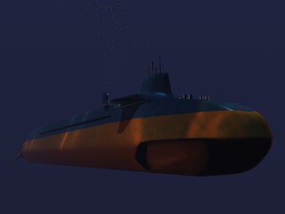 Fototapeta na wymiar submarino clase Jin en inmersión y en superficie