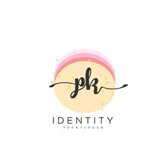 PK Handwriting logo vector of initial signature, wedding, fashion, jewerly, boutique, floral and botanical with creative template for any company or business. - obrazy, fototapety, plakaty