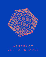 Geometric shape for design. Wireframe illustration. Molecular grid. 3d technology style. Vector illustration. Futuristic connection structure for chemistry and science.