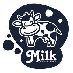 Vector set of labels and icons for milk and dairy produce.