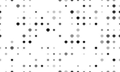 Seamless background pattern of evenly spaced black sea shell symbols of different sizes and opacity. Vector illustration on white background