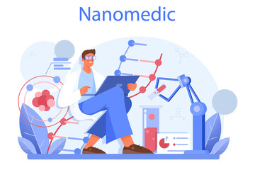 Nanomedic. Doctors work with nanoparticle and biotechnology