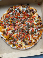 Turkish Kokorec Pizza. Ready to Deliver in Pizza Box.