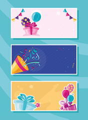 three birthday cards