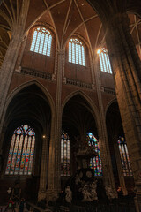 The historic city center in Ghent (Gent), Belgium. Architecture and landmark of Ghent. Cityscape of...