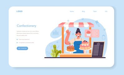 Confectioner web banner or landing page. Professional confectioner