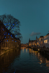 The historic city center in Ghent (Gent), Belgium. Architecture and landmark of Ghent. Cityscape of Ghent.