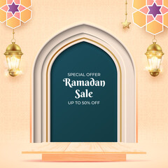 realistic ramadan sale banner for promotion