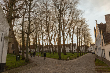 Classic view of the historic city center of Bruges, West Flanders province, Belgium. Cityscape of Bruges.