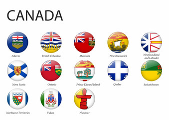 all Flags of regions of Canada. - obrazy, fototapety, plakaty