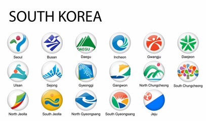 all Flags of regions of South Korea