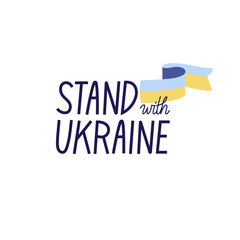 Vector illustration typography composition - stand with Ukraine with a Ukrainian flag