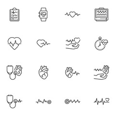 Heartbeat line icons set