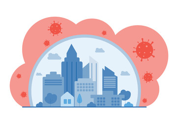 Fototapeta premium Virus protection. Dangerous viruses and bacteria barrier. Vaccine