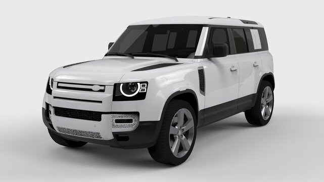 Mockup suv car similar to land rover defender 2020 isolated on white background front view