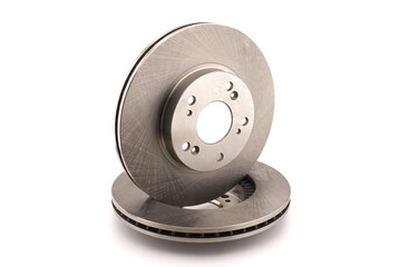 Pair of car brake disc isolated on white background