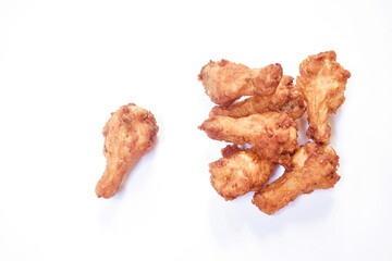 crispy fried chicken drum wing on white background