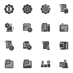 Time management vector icons set