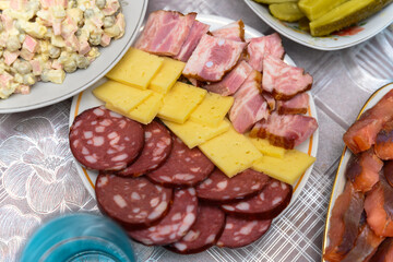 Well decorated cold cuts in a platter