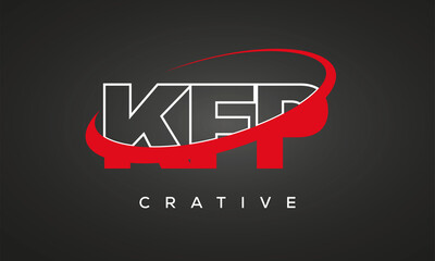 KFP creative letters logo with 360 symbol vector art template design