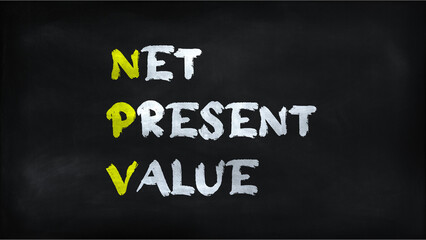 NET PRESENT VALUE(NPV) on chalkboard