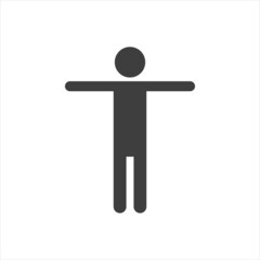black silhouette pictogram male with open arms vector illustration.