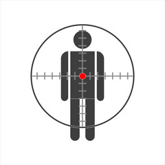 Target audience icon. People heads with aim target symbol around