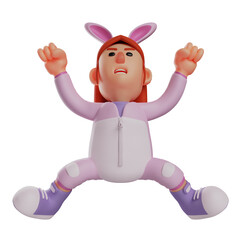 3D Bunny Girl Cartoon Design with an angry expression