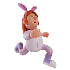 3D Bunny Girl Cartoon Character running fast