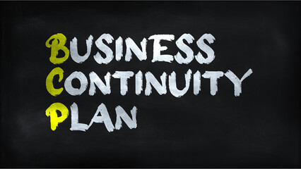 BUSINESS CONTINUITY PLAN (BCP) on chalkboard