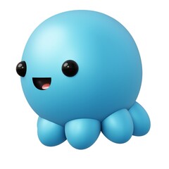 Cartoon Octopus 3D Rendering Illustration isolated.
