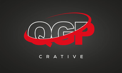 QGP creative letters logo with 360 symbol vector art template design