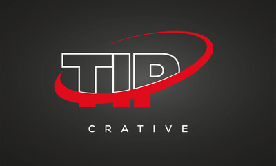 TIP creative letters logo with 360 symbol vector art template design