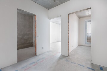 interior of the apartment without decoration in gray colors