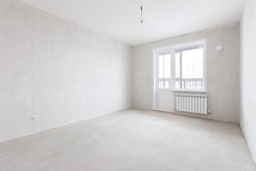 interior of the apartment without decoration in gray colors