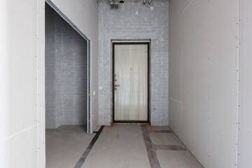 interior of the apartment without decoration in gray colors