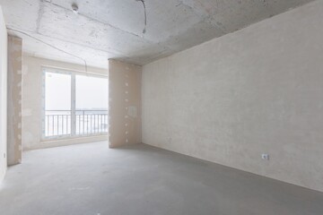 interior of the apartment without decoration in gray colors