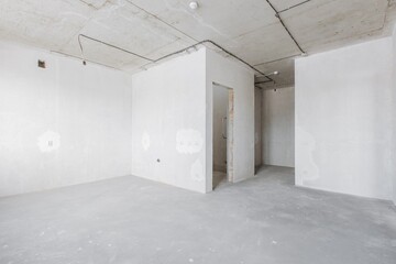 interior of the apartment without decoration in gray colors