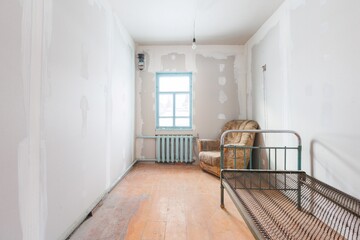 interior of the apartment without decoration in gray colors