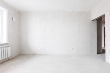 interior of the apartment without decoration in gray colors