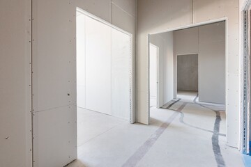 interior of the apartment without decoration in gray colors