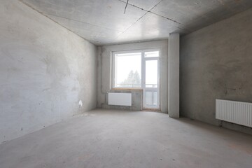 interior of the apartment without decoration in gray colors