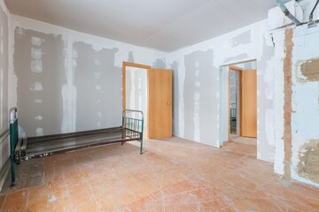 interior of the apartment without decoration in gray colors