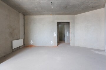interior of the apartment without decoration in gray colors