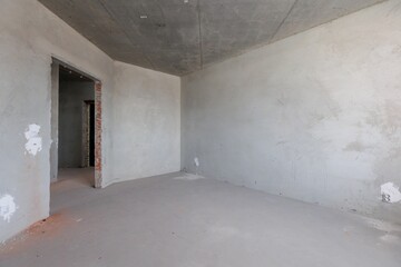 interior of the apartment without decoration in gray colors